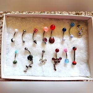Assorted Belly Button Piercings & 1 Other. 14 Pieces.